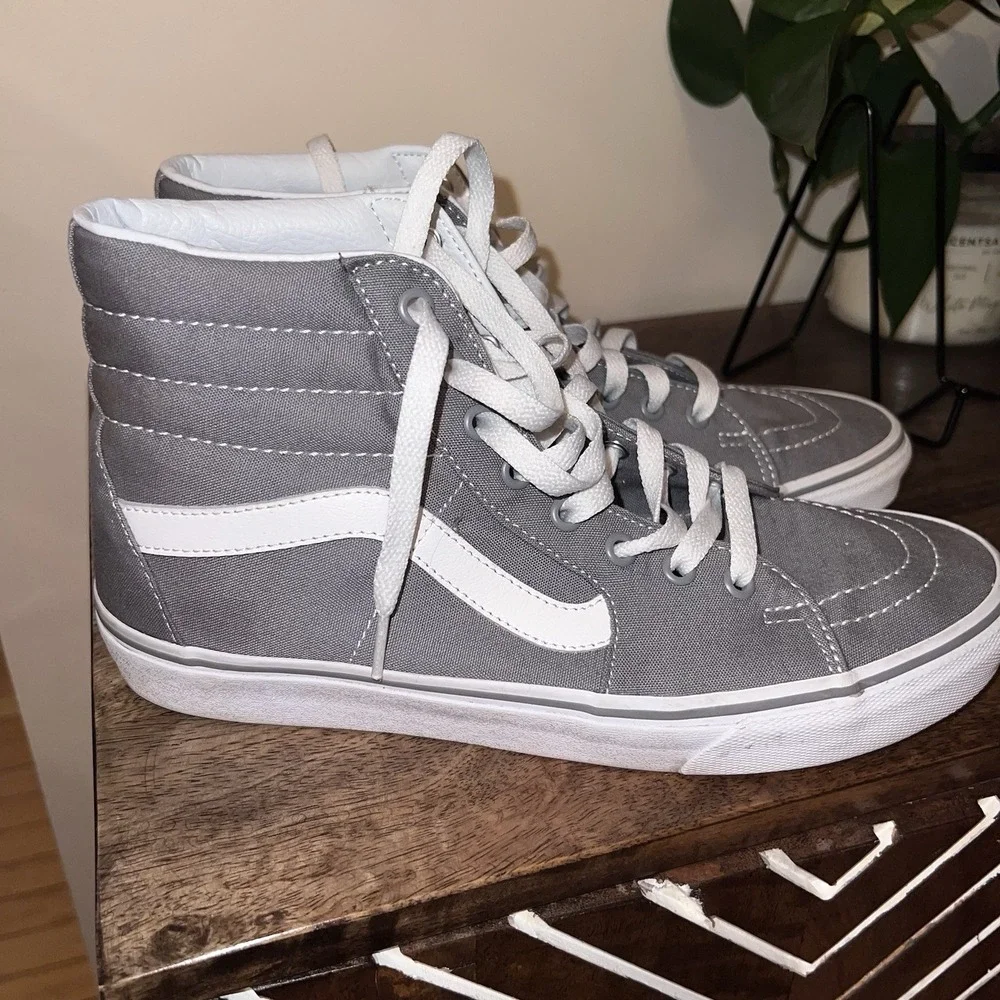 Vans Gray and White Sk8-Hi High-Top Sneakers